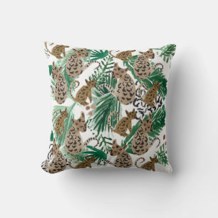 Watercolor Jaguar Illustration Animal Print Throw Pillow