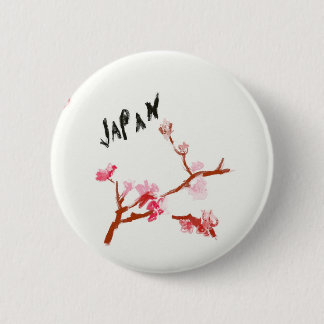 WaterColor Japan Cherry Blossom Pinback Button
