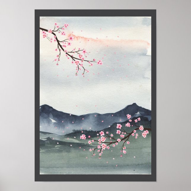 Watercolor Japan landscape Poster (Front)