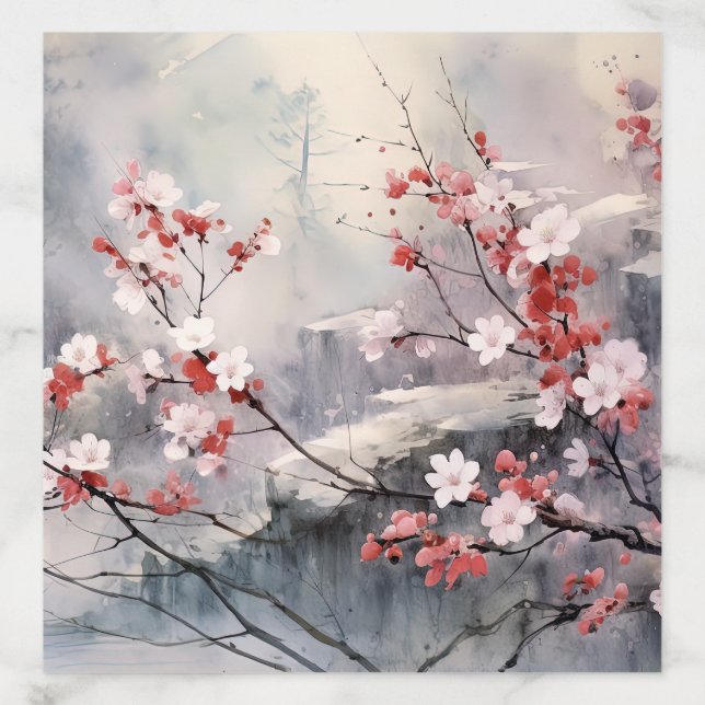 Watercolor Japanese Landscape Background Envelope Liner (Design)