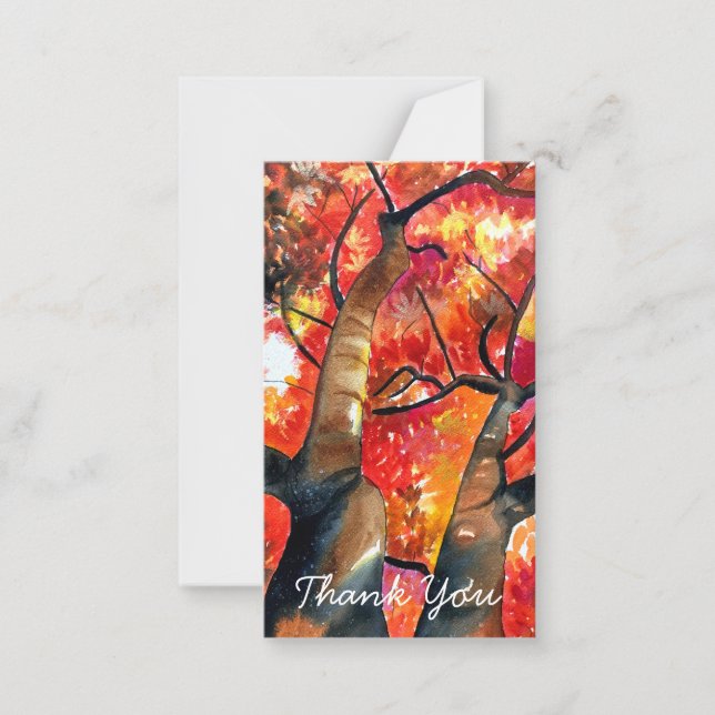 Watercolor Japanese maple tree art Note Card (Front)
