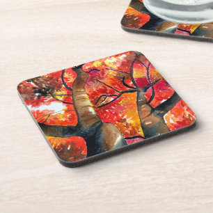 Watercolor Japanese maple tree Beverage Coaster