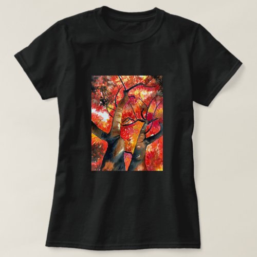 Watercolor Japanese maple tree T_Shirt