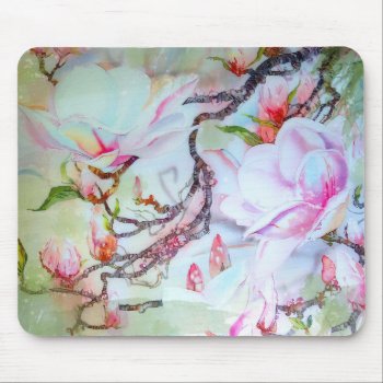Watercolor Japanese Orchids White Pink Floral Mouse Pad by SterlingMoon at Zazzle