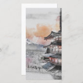 Watercolor Japanese Pagoda & Mt. Fuji (Front/Back)