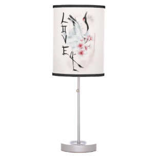 Watercolor Japanese Sakura Blossom Love Crane Table Lamp