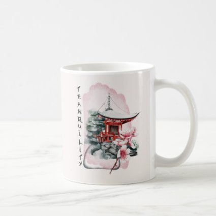 Watercolor Japanese Temple Sakura Blossom