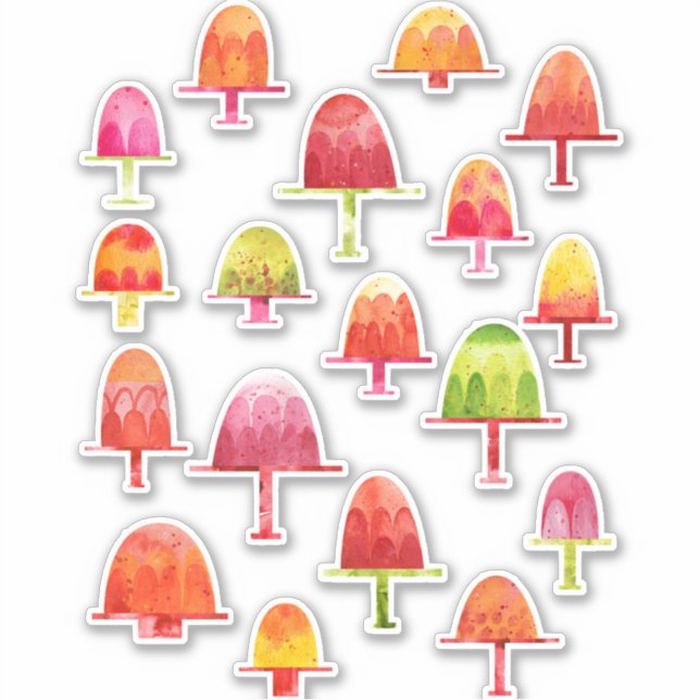 Watercolor Jellies Food Art Sticker (Front)