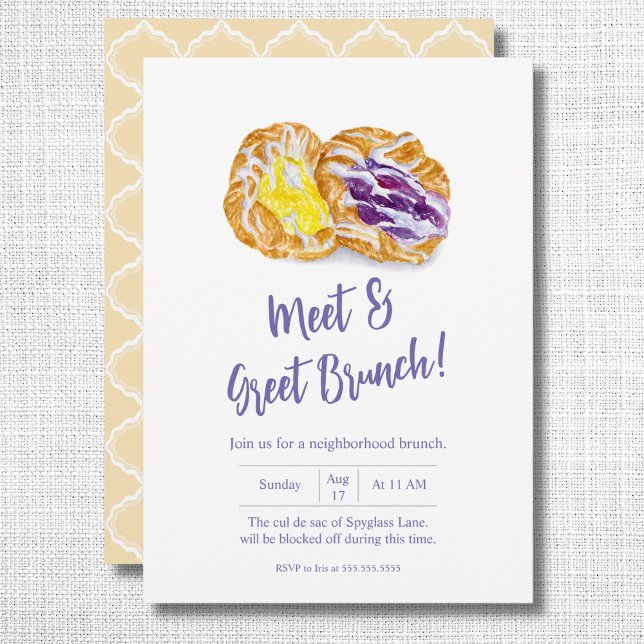 Watercolor Jelly Danishes Neighborhood Brunch Invitation (Creator Uploaded)