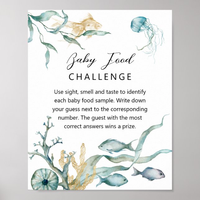 Watercolor Jellyfish Baby Food Challenge Sign (Front)