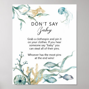 Watercolor Jellyfish "Don't Say Baby" Game Sign
