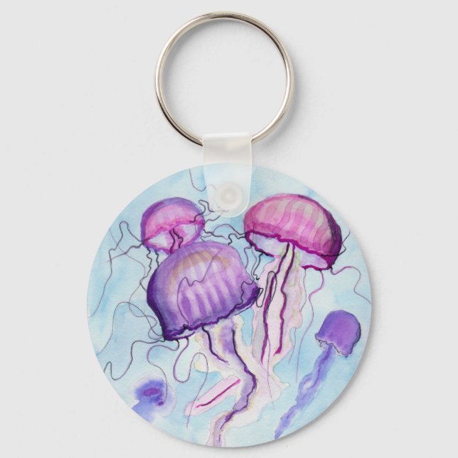Watercolor Jellyfish Keychain (Front)