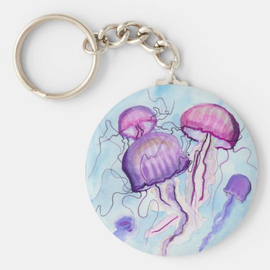 Watercolor Jellyfish Keychain