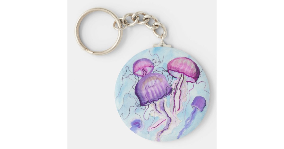 Watercolor Jellyfish Keychain