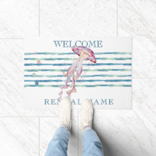 Watercolor Jellyfish  Vacation Rental Doormat
