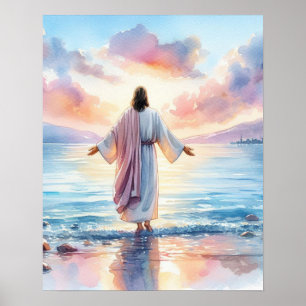 Watercolor Jesus Art Poster
