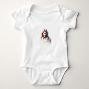 Watercolor Jesus Christ Portrait – Serene & Spirit Baby Bodysuit