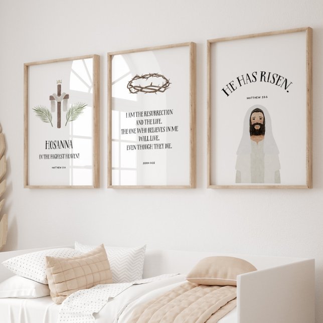 watercolor Jesus has risen set of 3 poster (Creator Uploaded)