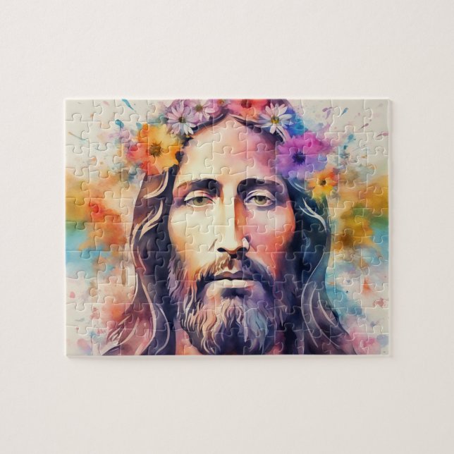 Watercolor Jesus Jigsaw Puzzle (Horizontal)