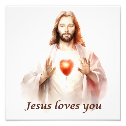 Watercolor Jesus loves you square poster