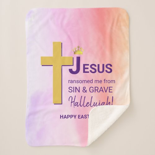 Watercolor JESUS RANSOMED ME Christian Easter Sherpa Blanket