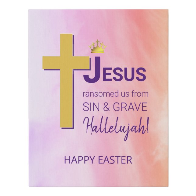 Watercolor JESUS RANSOMED US Christian Easter Faux Canvas Print (Front)