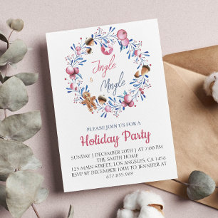 Watercolor Jingle and Mingle Christmas Invitation