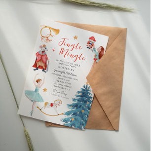 Watercolor Jingle Mingle Christmas Holiday Party Invitation