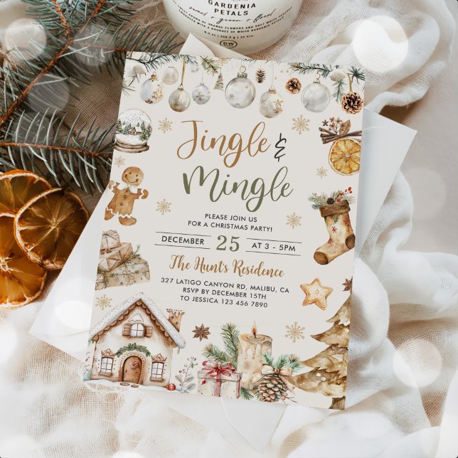 Watercolor Jingle & Mingle Christmas Party Invitation (Creator Uploaded)