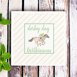 Watercolor Jockey Derby Party Horse Race Gold  Napkins