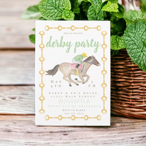 Watercolor Jockey Derby Party Horse Race Invitation