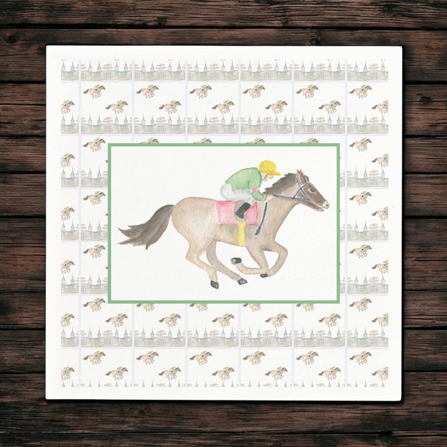 Watercolor Jockey Derby Party Horse Racing Napkins (Creator Uploaded)