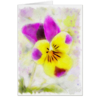 Watercolor Johnny Jump Up Viola Birthday Card