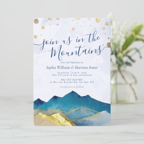 Watercolor Join Us In The Mountains Wedding Photo Invitation