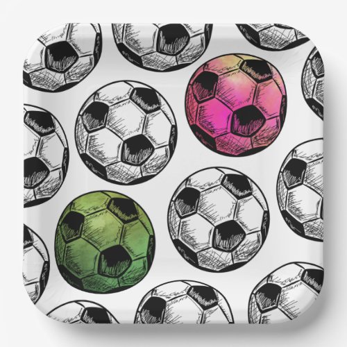 Watercolor Joint Soccer Party Plates