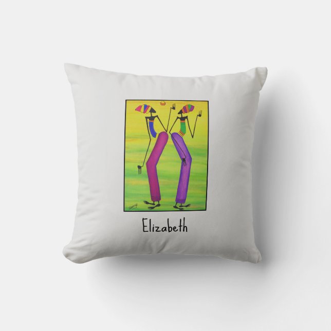 Watercolor, Joy and Happiness  Throw Pillow (Front)