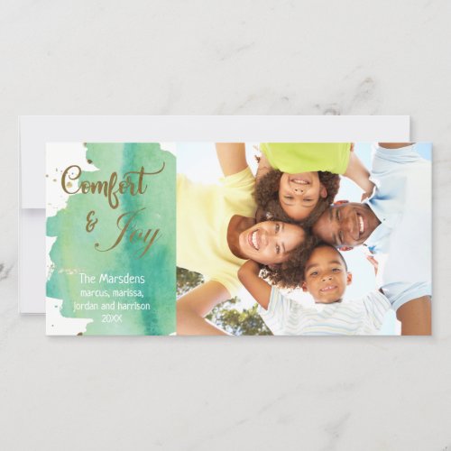 Watercolor Joy Hand Lettered Script Photo Holiday