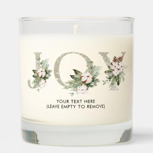 Watercolor JOY Personal Message Holiday Scented Candle