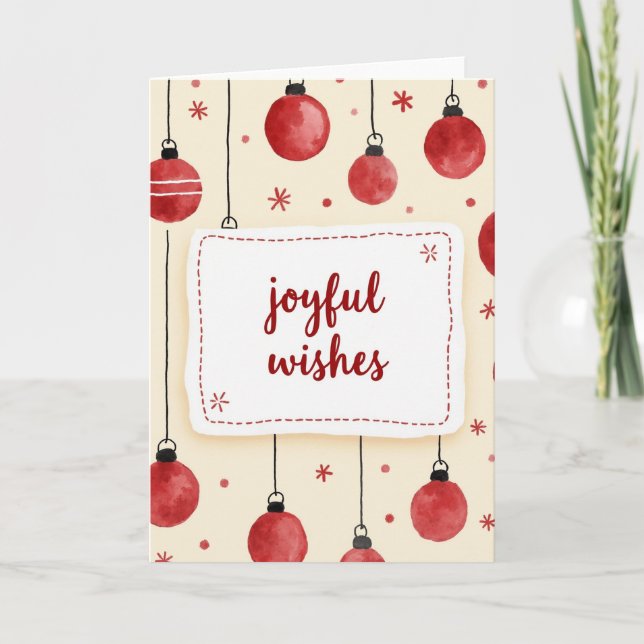 Watercolor Joyful Wishes Christmas Card (Front)