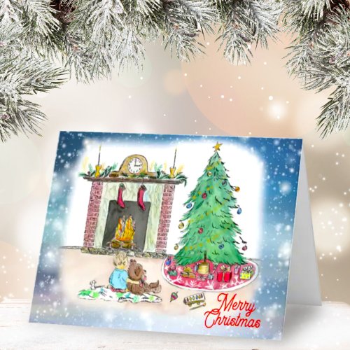 Watercolor Joys Of Christmas Morning Holiday Card