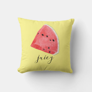 Watercolor Juicy Watermelon Wedge  Throw Pillow