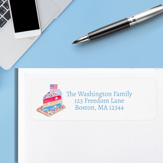 Watercolor July 4th Cake Party Label (Creator Uploaded)