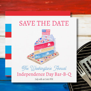 Watercolor July 4th Cake Party Save The Date