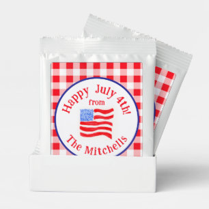 Watercolor July 4th Flag Red Check NAME Lemonade Drink Mix