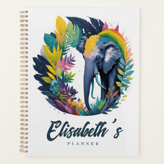 Watercolor Jungle Elephant Planner (Front)