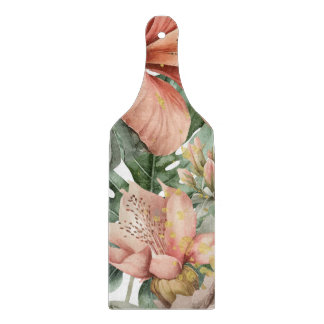 Watercolor Jungle Orchid Flowers Cutting Board