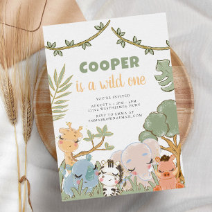 Watercolor Jungle Party Safari Birthday Invitation