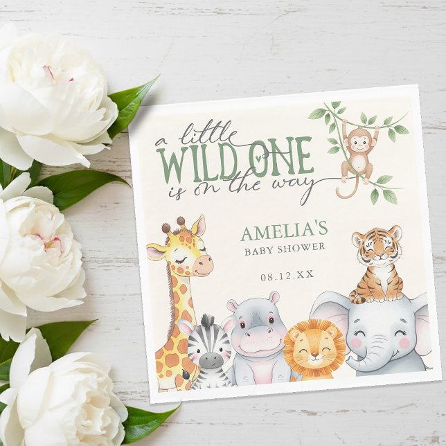Watercolor Jungle Safari Animals Baby Shower  Napkins (Watercolor Jungle Safari Animals Baby Shower Napkins)
