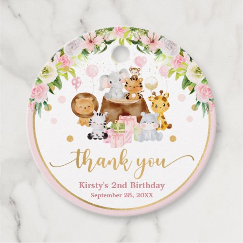 Watercolor Jungle Safari Animals Girls Birthday Favor Tags