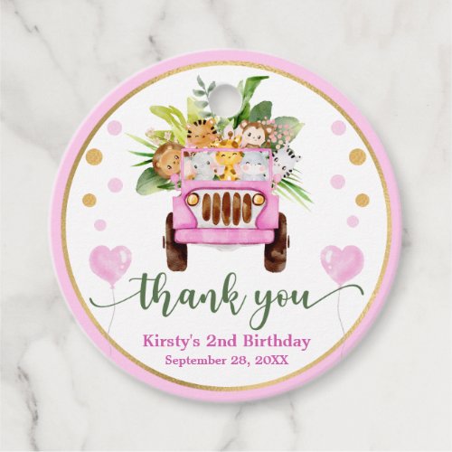 Watercolor Jungle Safari Animals Girls Birthday Favor Tags